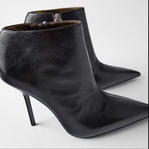 ZARA Leather Heeled Ankle Boots